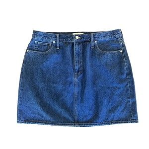 Madewell Rigid Denim A-Line Blue Wash Mini Skirt Plus Size 33 Jean Skirt NWT